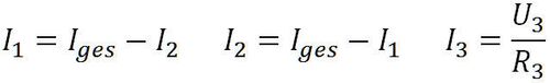 Formeln für Teilströme bei erweiterter Parallelschaltung