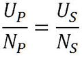 Formel für das Verhältnis Primär- und Sekundärspule