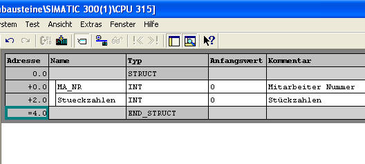 Parametrierung Global-DB