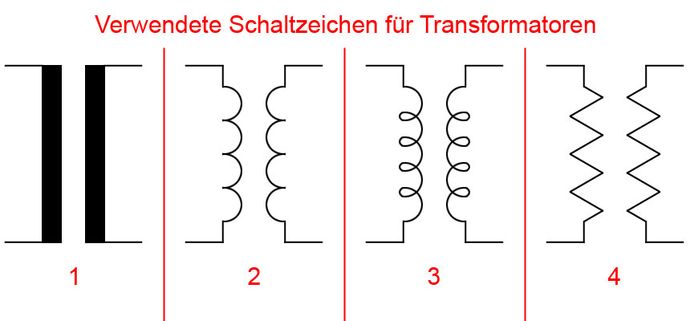 Schaltzeichen für Transformatoren